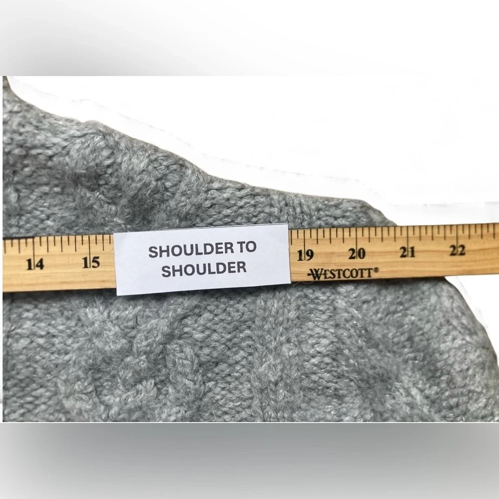 Zara Grey Cable‎ Knit Mock Neck Sweater Beaded Hem NWT Size Large - Picture 5 of 12